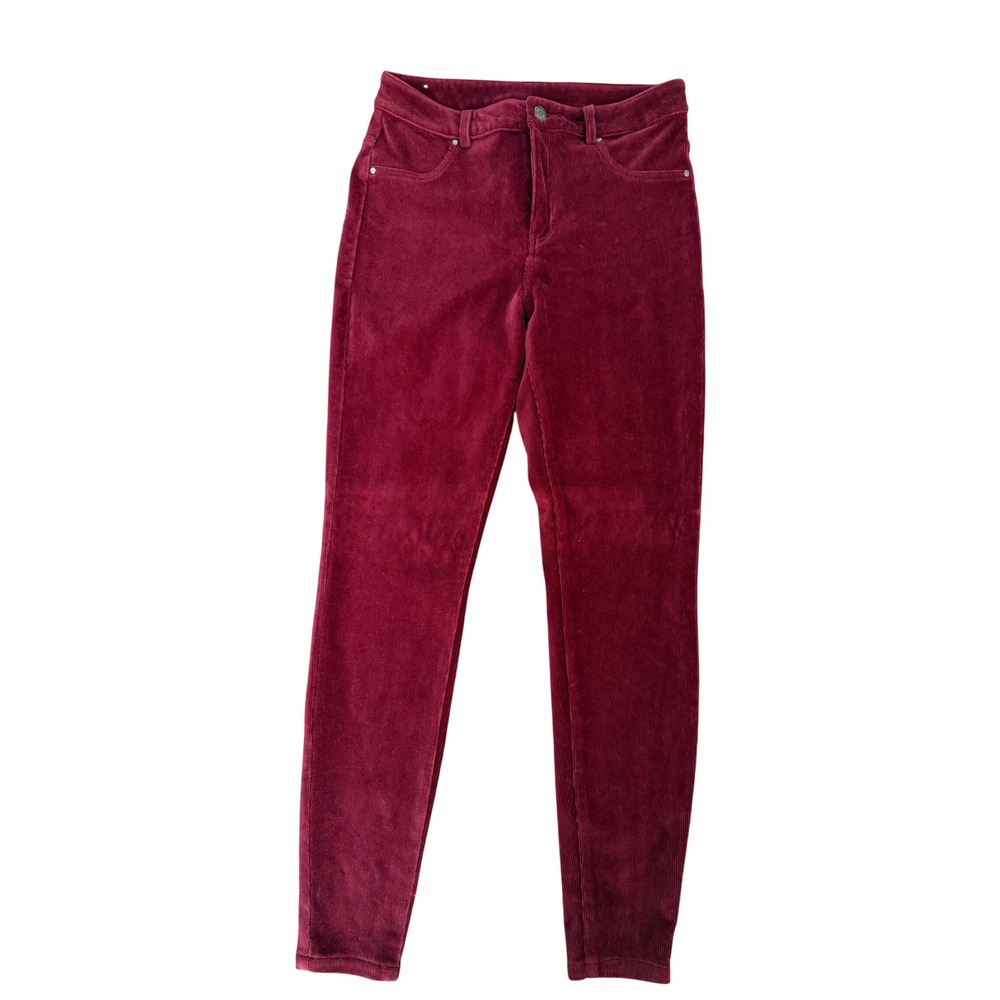 Grace & Lace Burgundy Corduroy Skinny Pants Womens Size 12 Wine Red Trousers